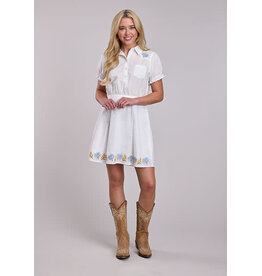 DRESS WMS ROPER WHITE EMBROIDERED FLOWERS