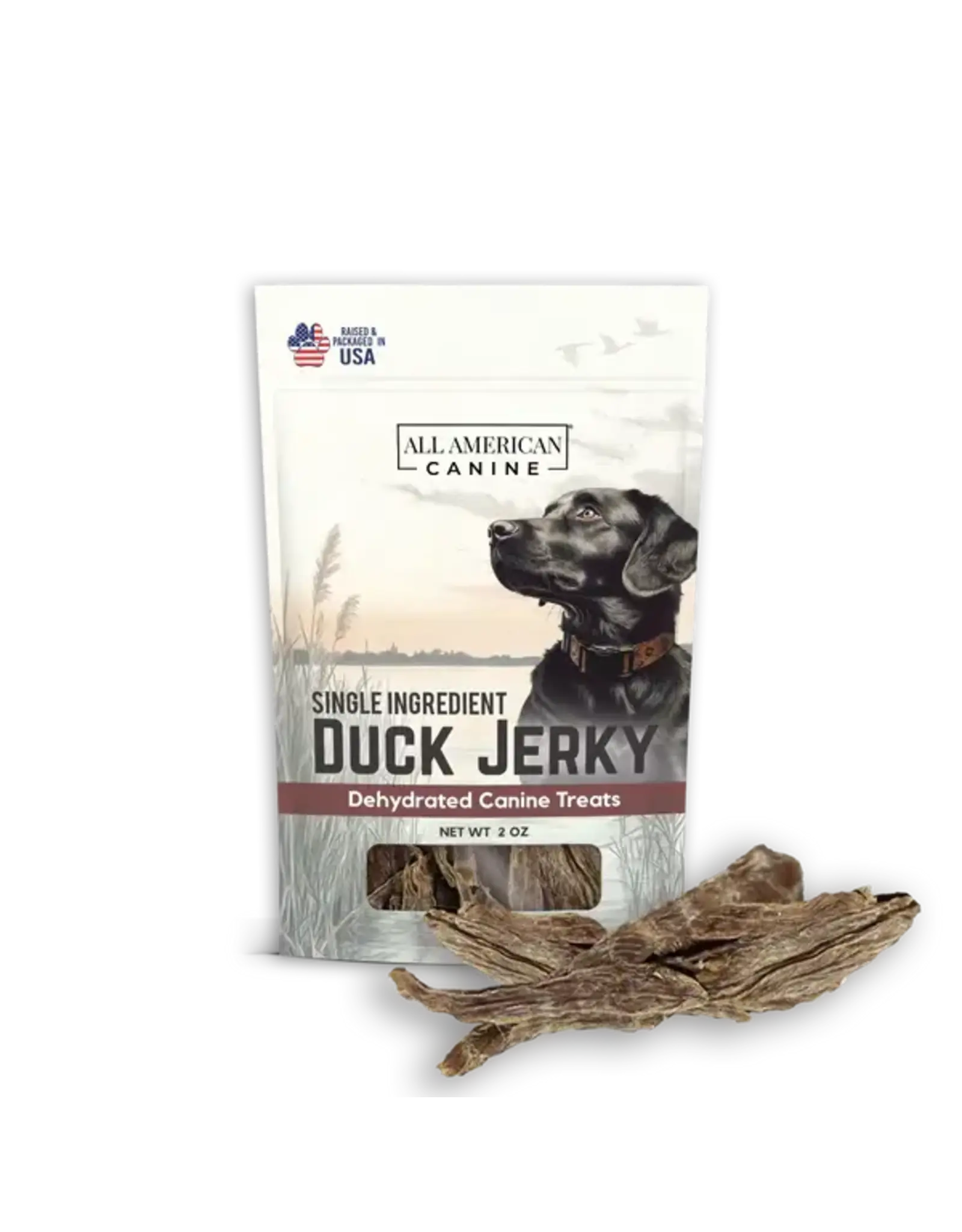 DOG TREATS DUCK JERKY ALL AMERICAN CANINE 2OZ