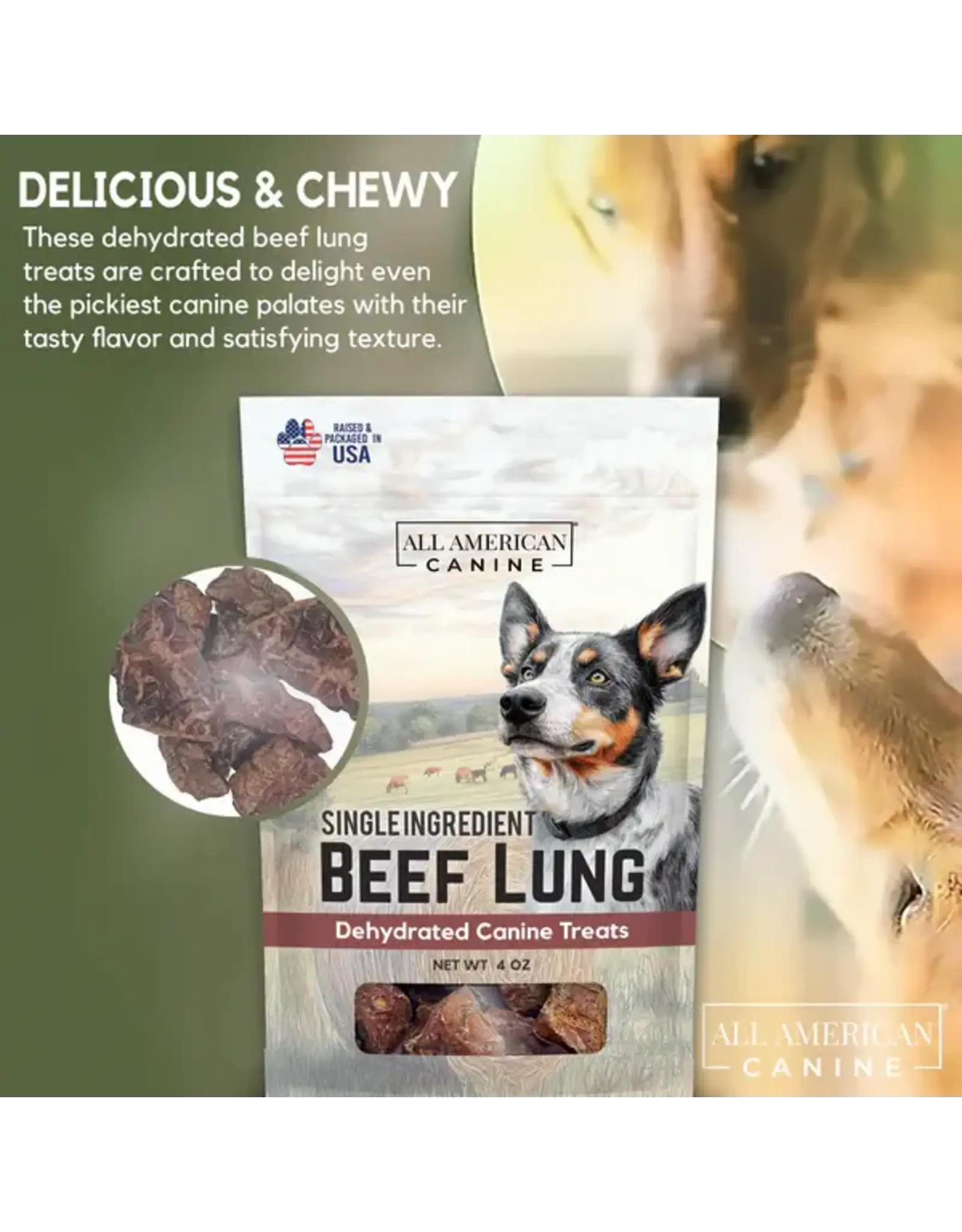 DOG TREAT BEEF LUNG ALL AMERICAN CANINE 2 OZ