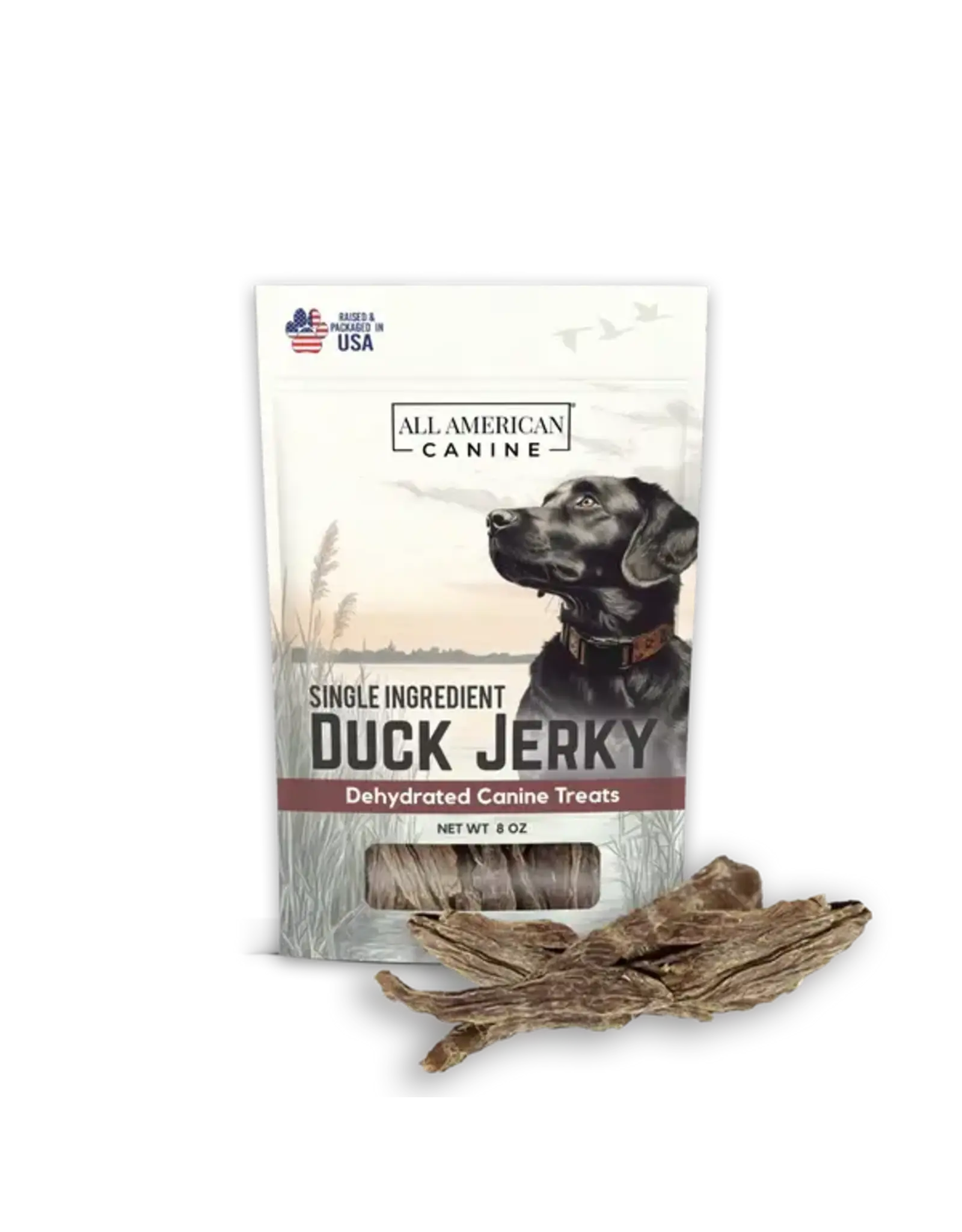 DOG TREATS DUCK JERKY ALL AMERICAN CANINE 8 OZ