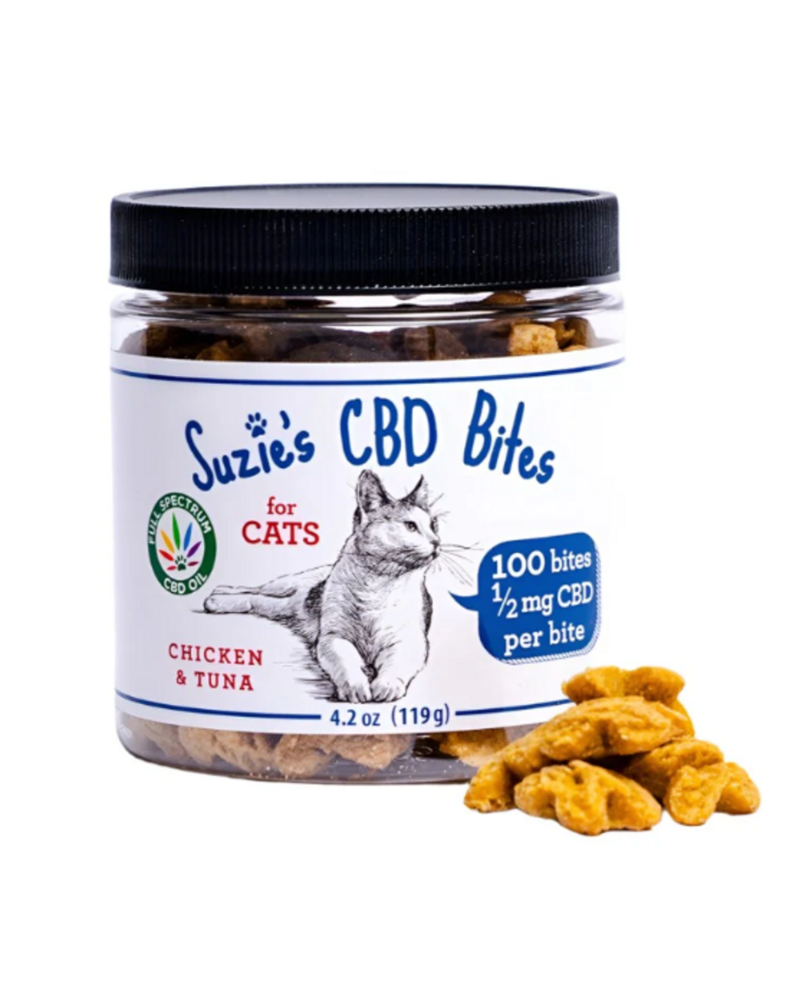 CAT CBD BITES TREATS SUZIES CHICKEN & TUNA 4.2OZ 1/2 MG