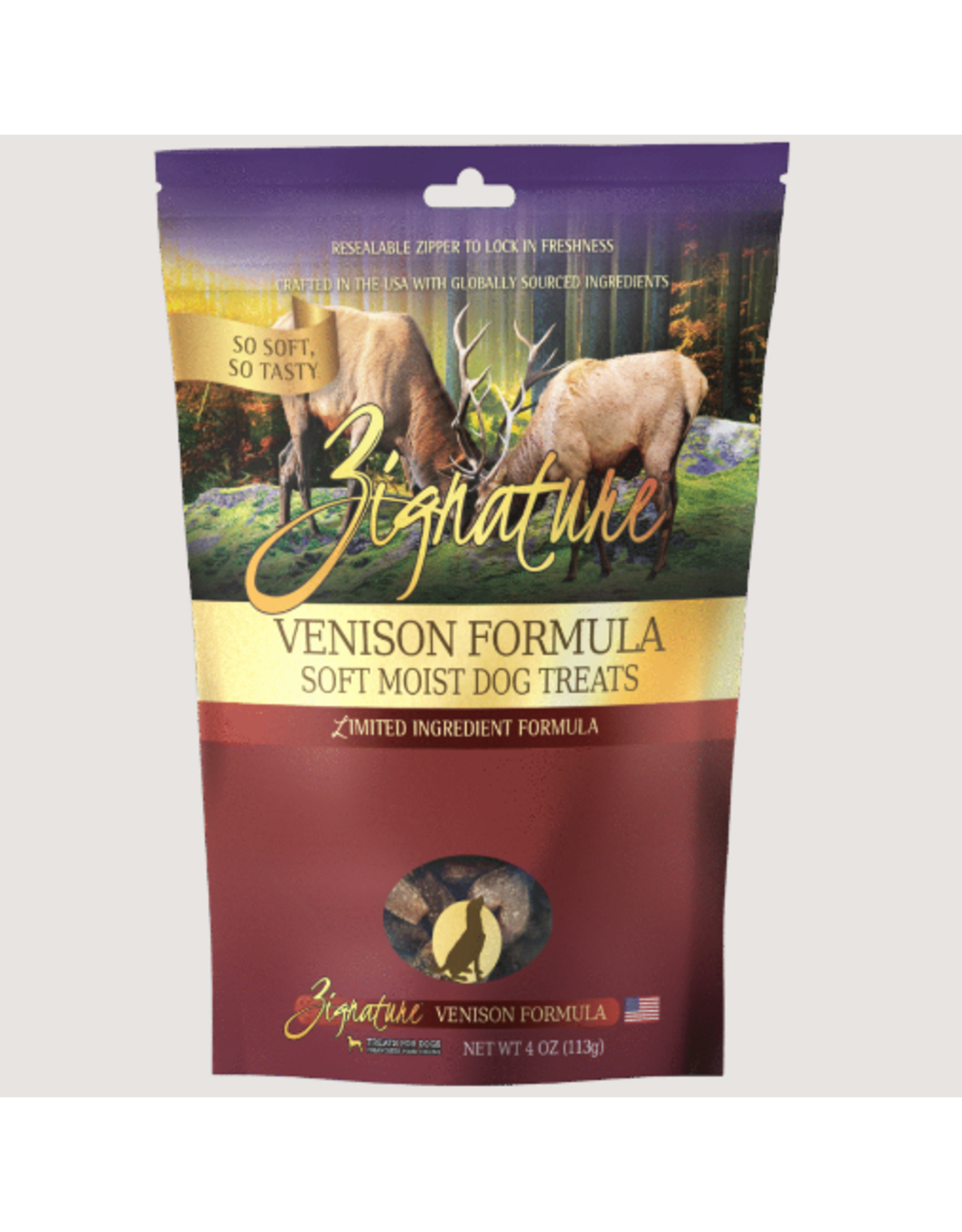 DOG TREATS VENISON SOFT CHEW ZIGNATURE 4 OZ