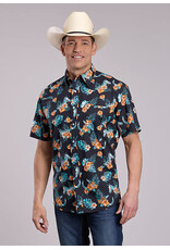 SHIRT MNS ROPER SS HAWAIIAN PRINT BLACK