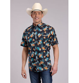 SHIRT MNS ROPER SS HAWAIIAN PRINT BLACK
