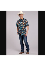 SHIRT MNS ROPER SS HAWAIIAN PRINT BLACK