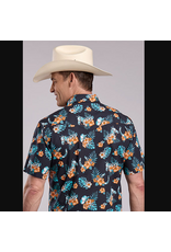 SHIRT MNS ROPER SS HAWAIIAN PRINT BLACK