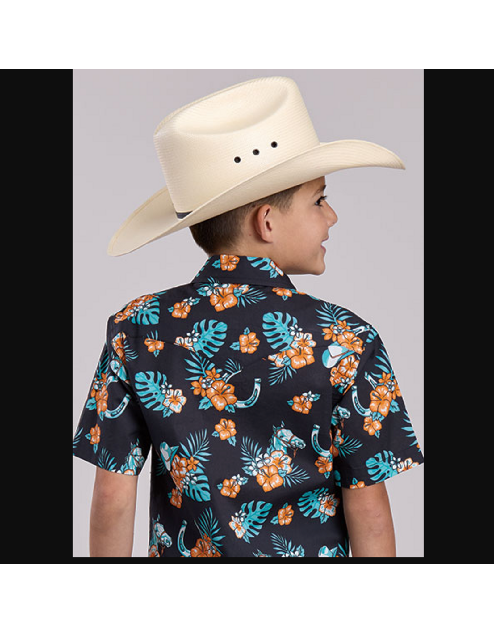 SHIRT BOYS ROPER BLACK HAWAIIAN