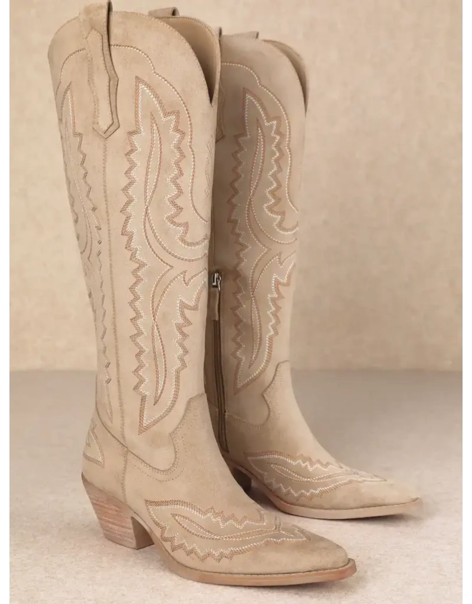 FAIRE BOOTS TALL WESTERN EMBROIDERED POINTED-TOE TESS