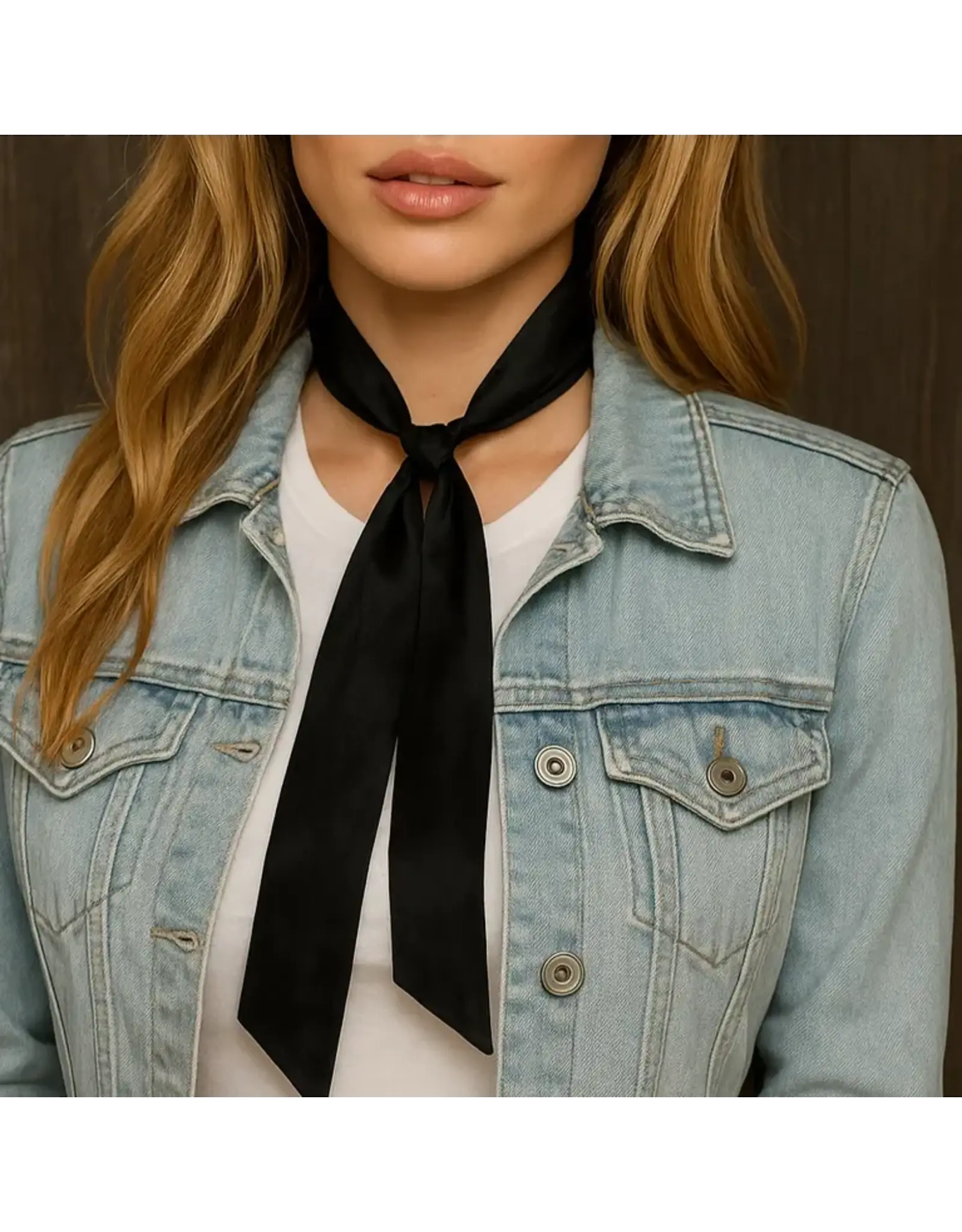 TWILLY WILD RAG BLACK SKINNY COWGIRL NECK TIE