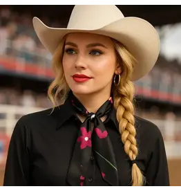 TWILLY SKINNY NECK TIE BLACK WITH PINK,ORANGE, PURPLE FLOWERS