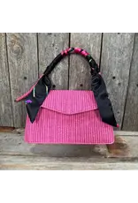 TWILLY SKINNY NECK TIE BLACK WITH PINK,ORANGE, PURPLE FLOWERS