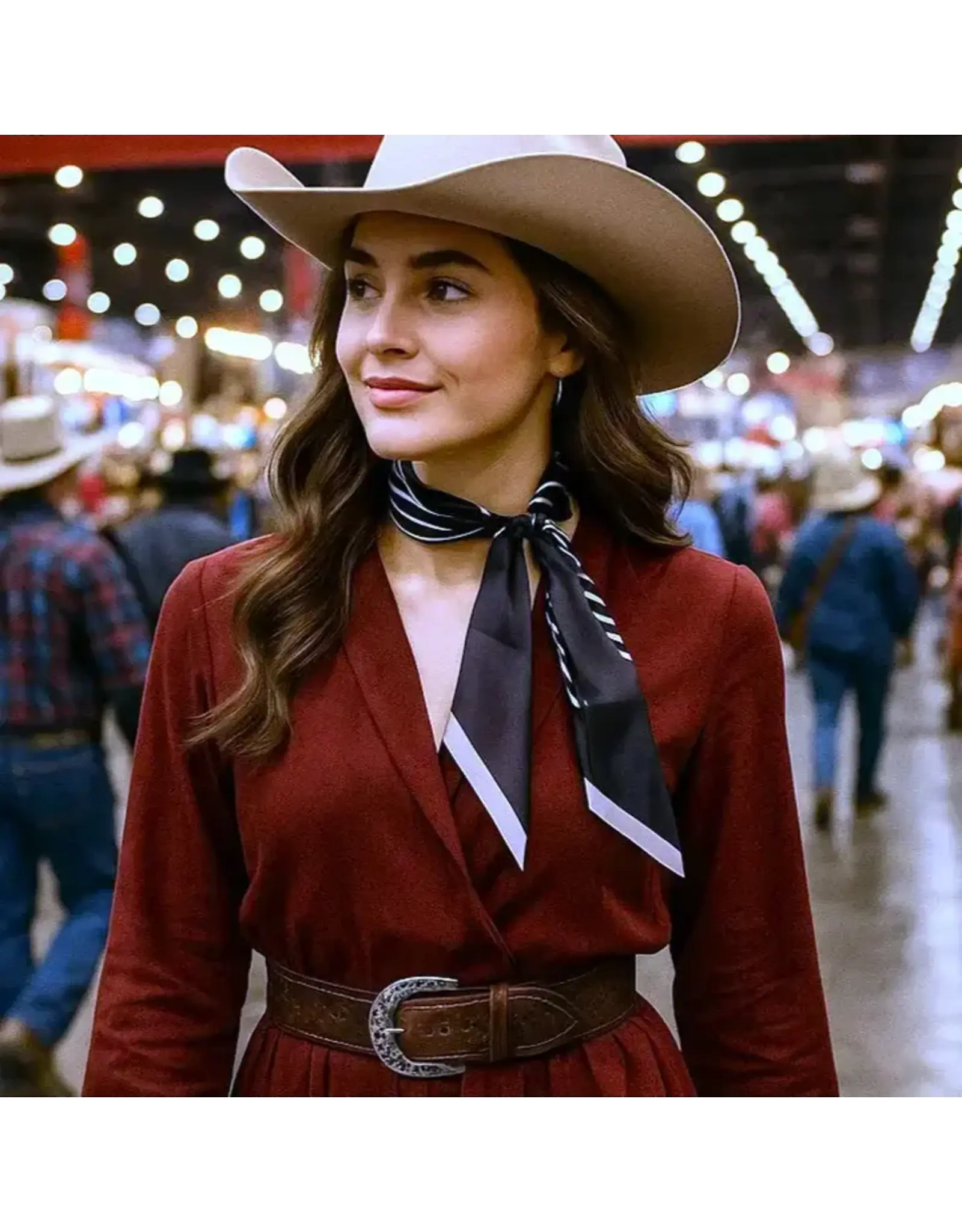 TWILLY BLACK AND WHITE STRIPE NECK SCARF