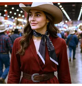 TWILLY BLACK AND WHITE STRIPE NECK SCARF