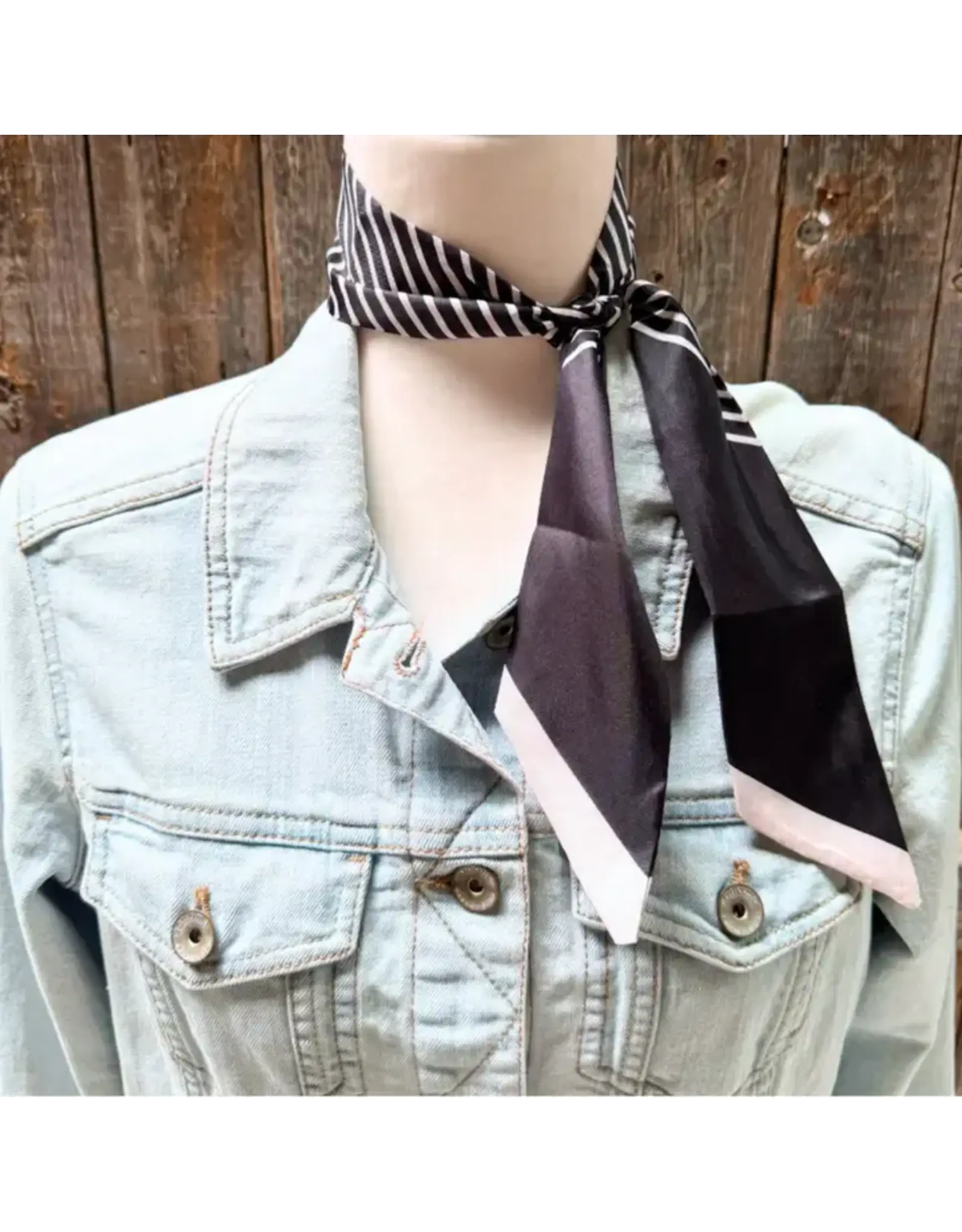 TWILLY BLACK AND WHITE STRIPE NECK SCARF