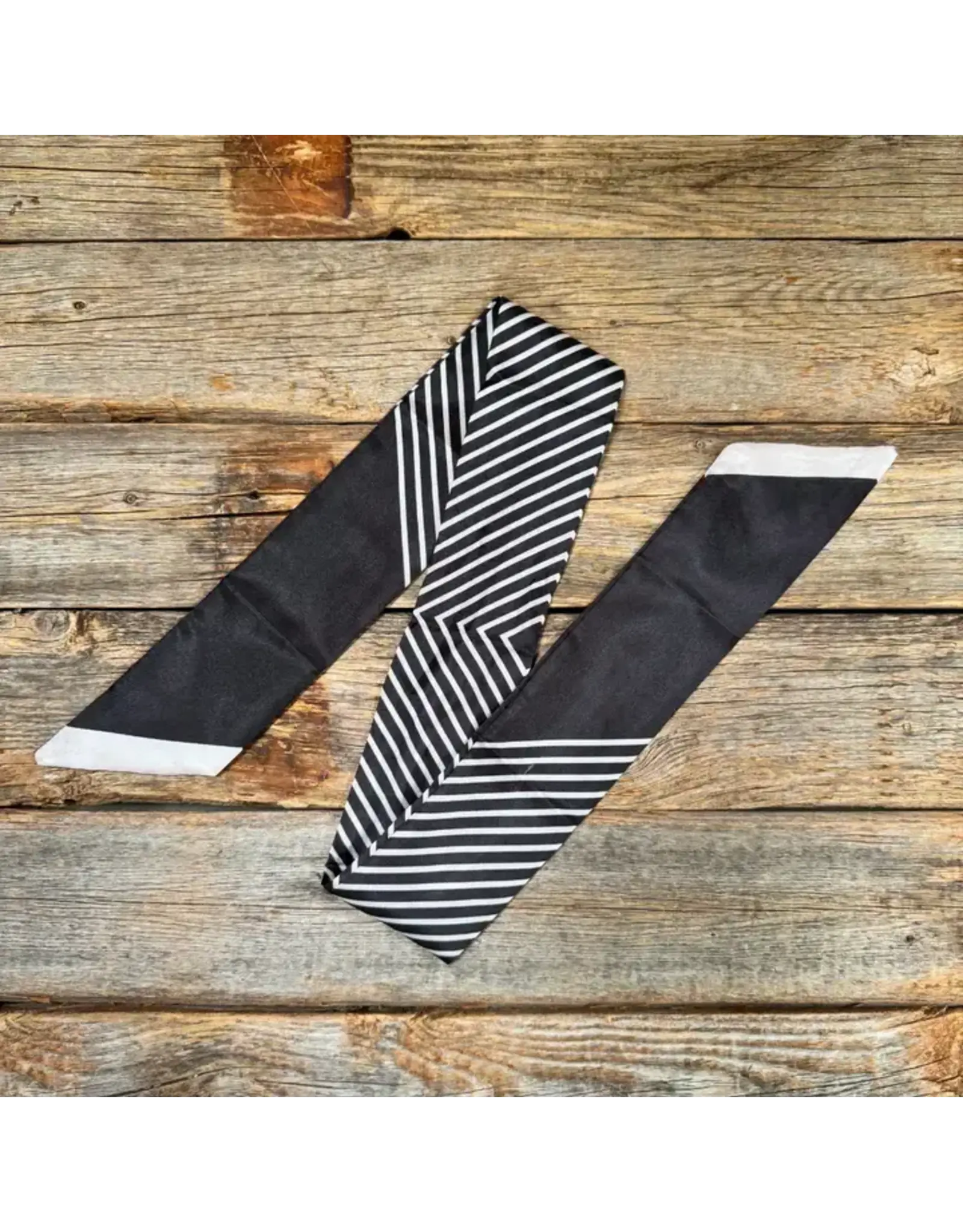 TWILLY BLACK AND WHITE STRIPE NECK SCARF