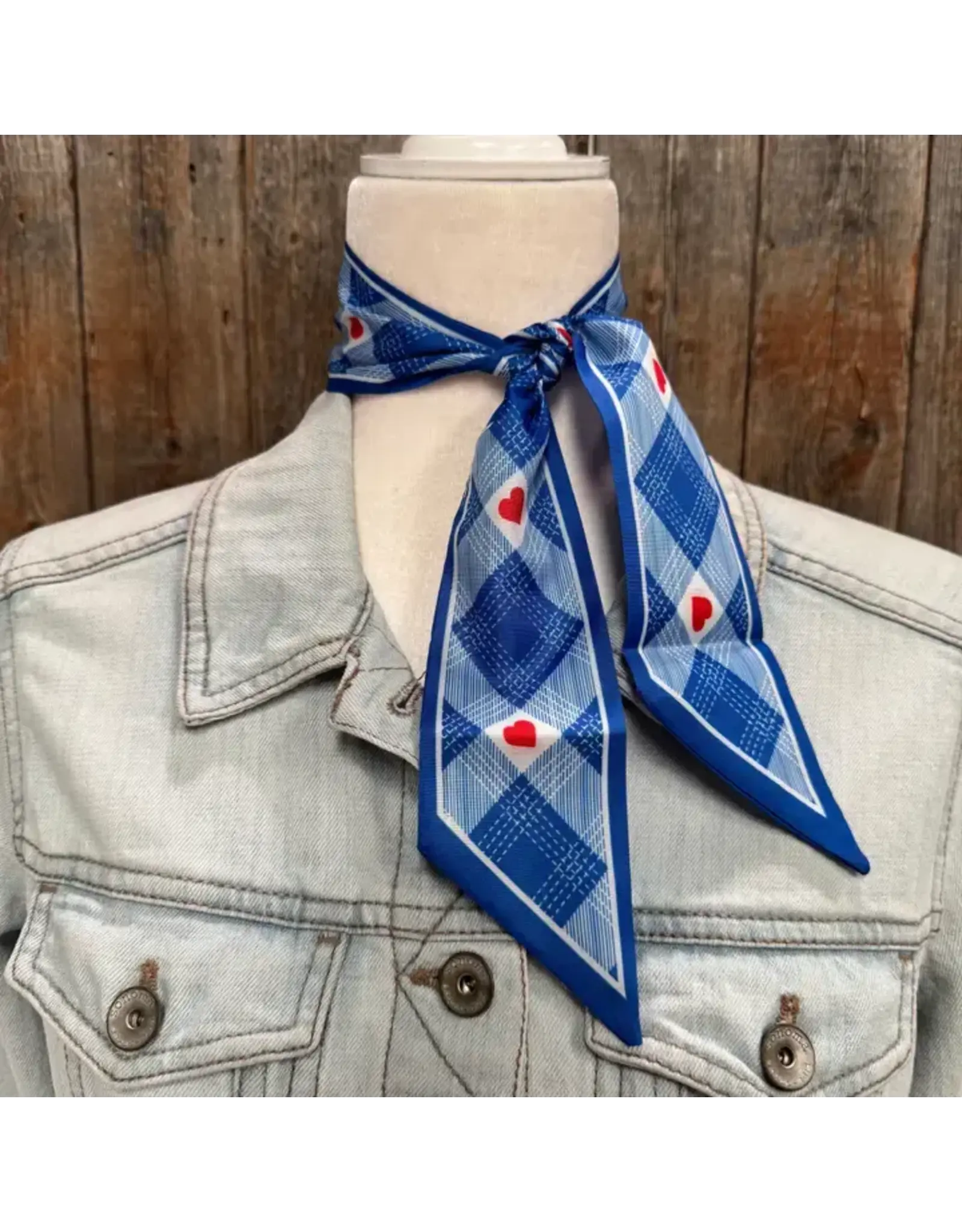 TWILLY BLUE STRIPE RED HEART SKINNY NECK TIE
