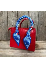 TWILLY BLUE STRIPE RED HEART SKINNY NECK TIE