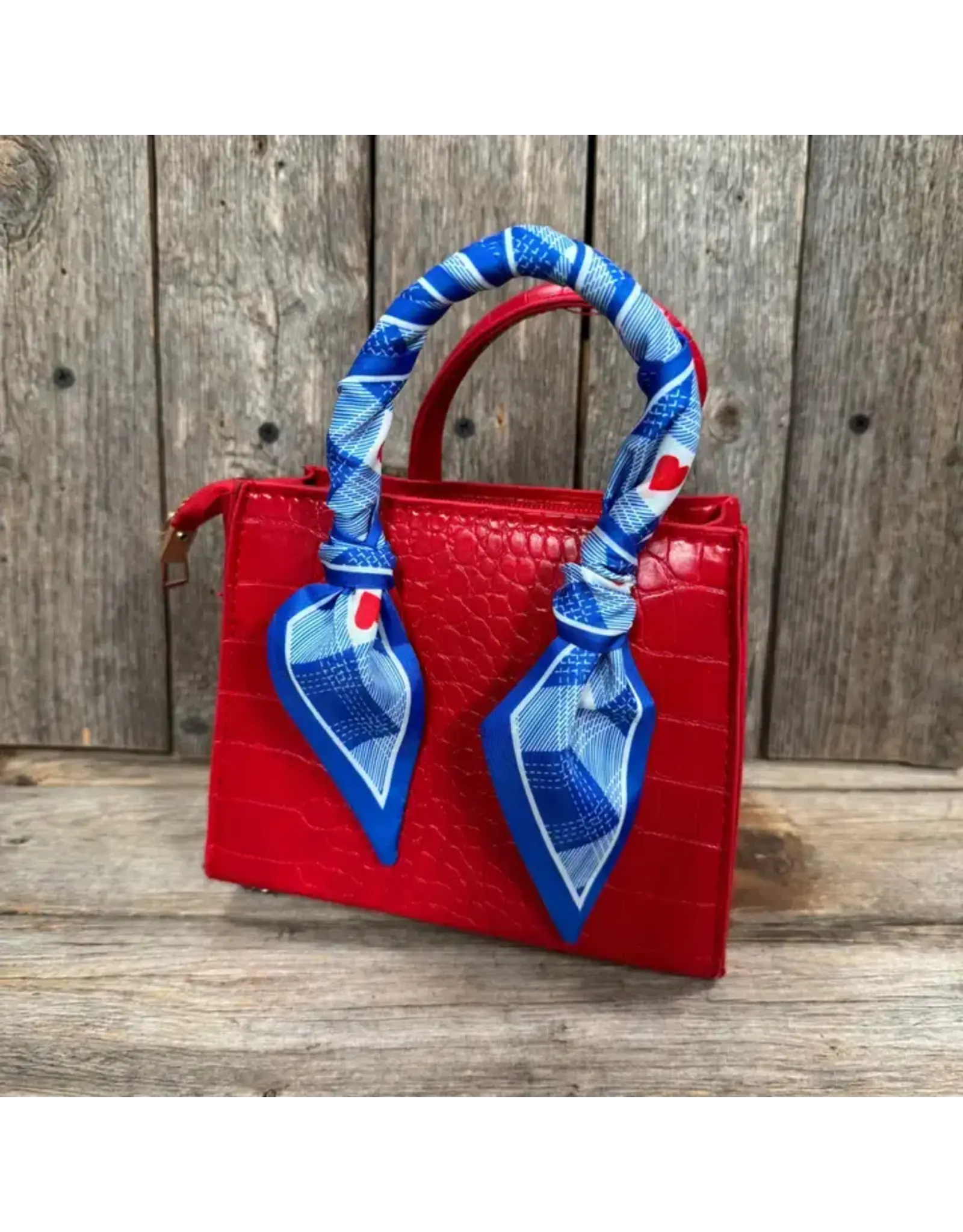 TWILLY BLUE STRIPE RED HEART SKINNY NECK TIE