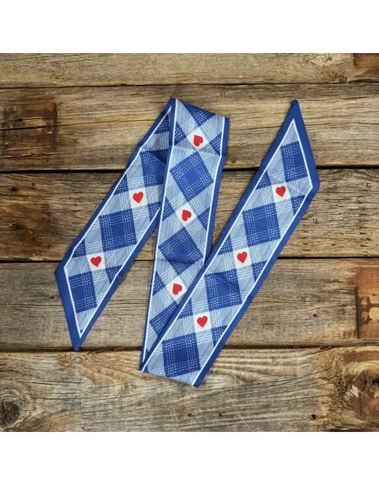 TWILLY BLUE STRIPE RED HEART SKINNY NECK TIE