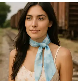 TWILLY BLUE AND WHITE ABSTRACT SKINNY NECK TIE