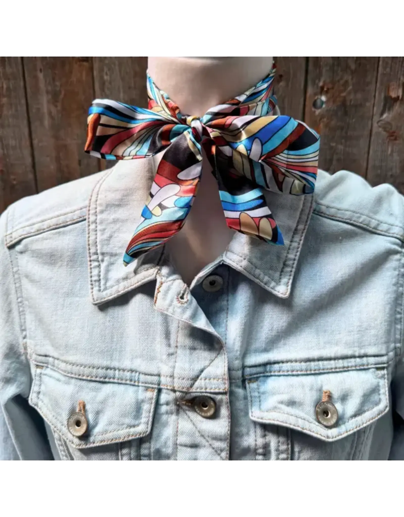 TWILLY BLUE BROWN MULTI COLOR STRIPE SKINNY NECK TIE