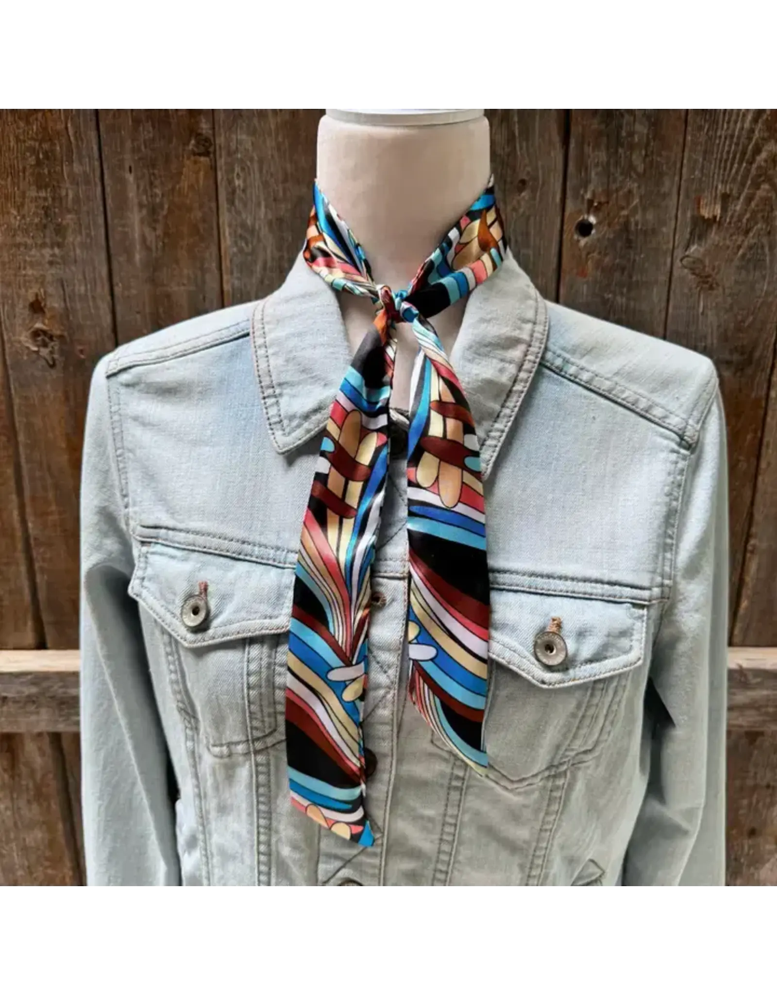 TWILLY BLUE BROWN MULTI COLOR STRIPE SKINNY NECK TIE