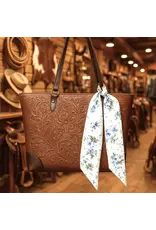 TWILLY WHITE WITH BLUE FLOWERS SKINNY NECK TIE