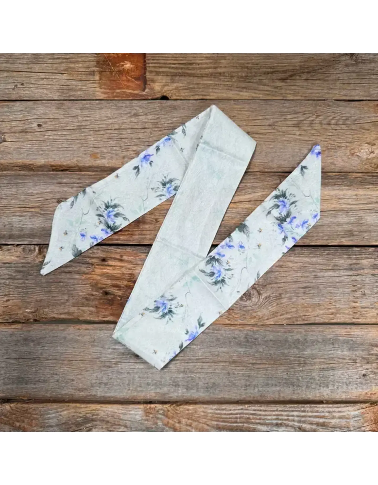 TWILLY WHITE WITH BLUE FLOWERS SKINNY NECK TIE