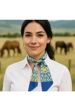 TWILLY BLUE AND GREEN GEOMETRIC PRINT NECK TIE