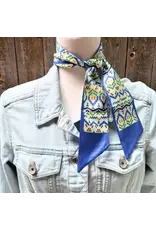 TWILLY BLUE AND GREEN GEOMETRIC PRINT NECK TIE