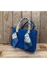 TWILLY BLUE AND GREEN GEOMETRIC PRINT NECK TIE