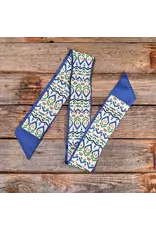 TWILLY BLUE AND GREEN GEOMETRIC PRINT NECK TIE