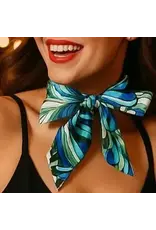 TWILLY BLUE AND GREEN STRIPE SKINNY NECK SCARF