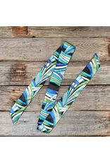 TWILLY BLUE AND GREEN STRIPE SKINNY NECK SCARF