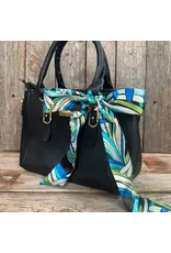 TWILLY BLUE AND GREEN STRIPE SKINNY NECK SCARF