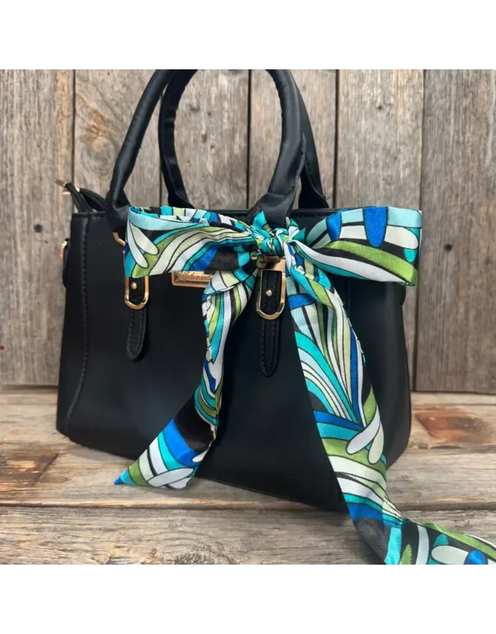 TWILLY BLUE AND GREEN STRIPE SKINNY NECK SCARF