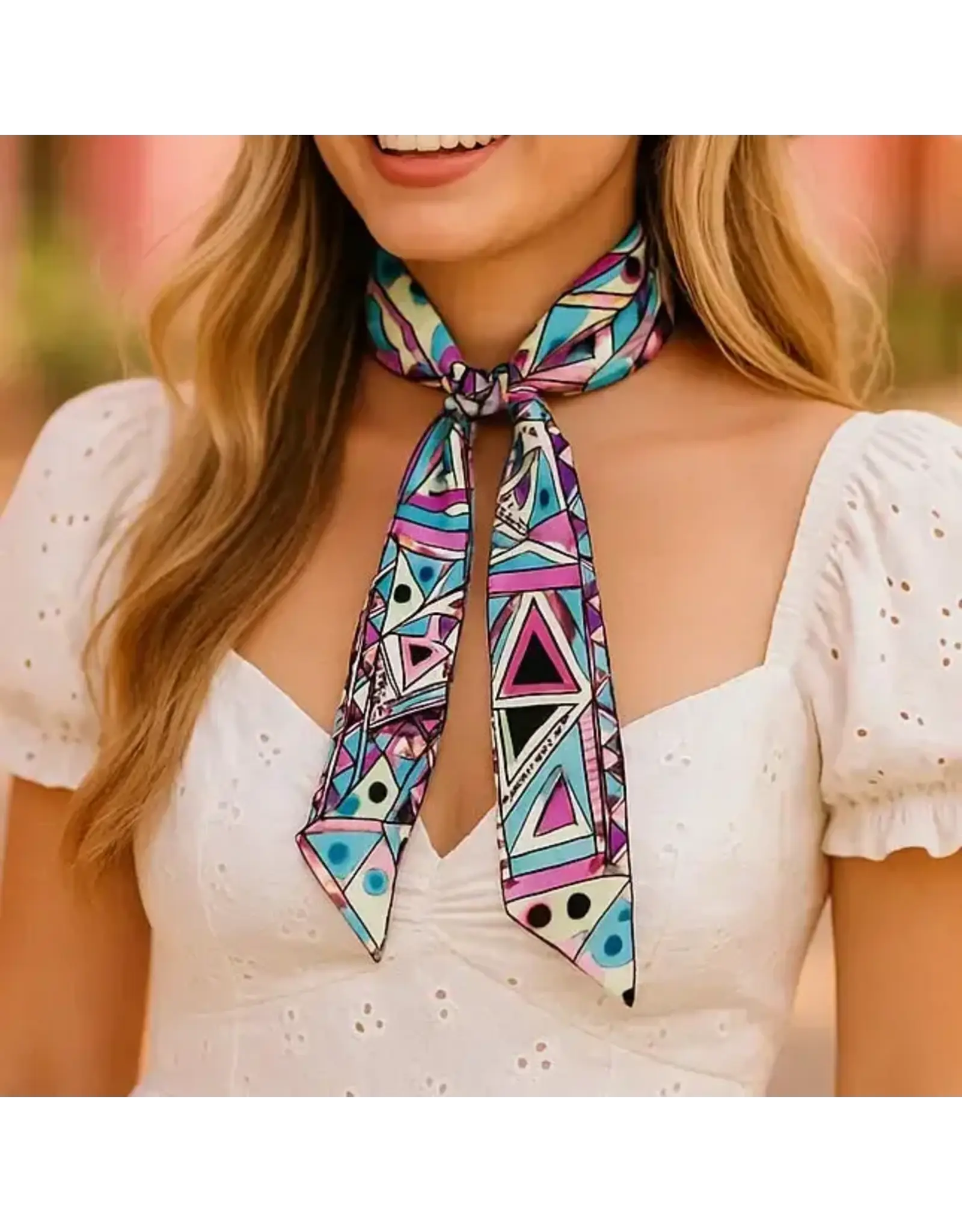 TWILLY PINK PURPLE BLUE GEOMETRIC NECK TIE