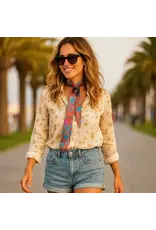 TWILLY RUST & BLUE FLORAL PATTERN SKINNY NECK TIE