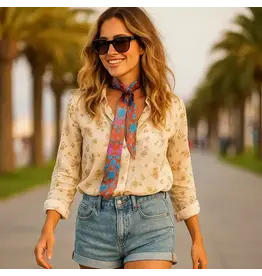 TWILLY RUST & BLUE FLORAL PATTERN SKINNY NECK TIE