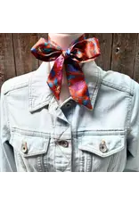TWILLY RUST & BLUE FLORAL PATTERN SKINNY NECK TIE