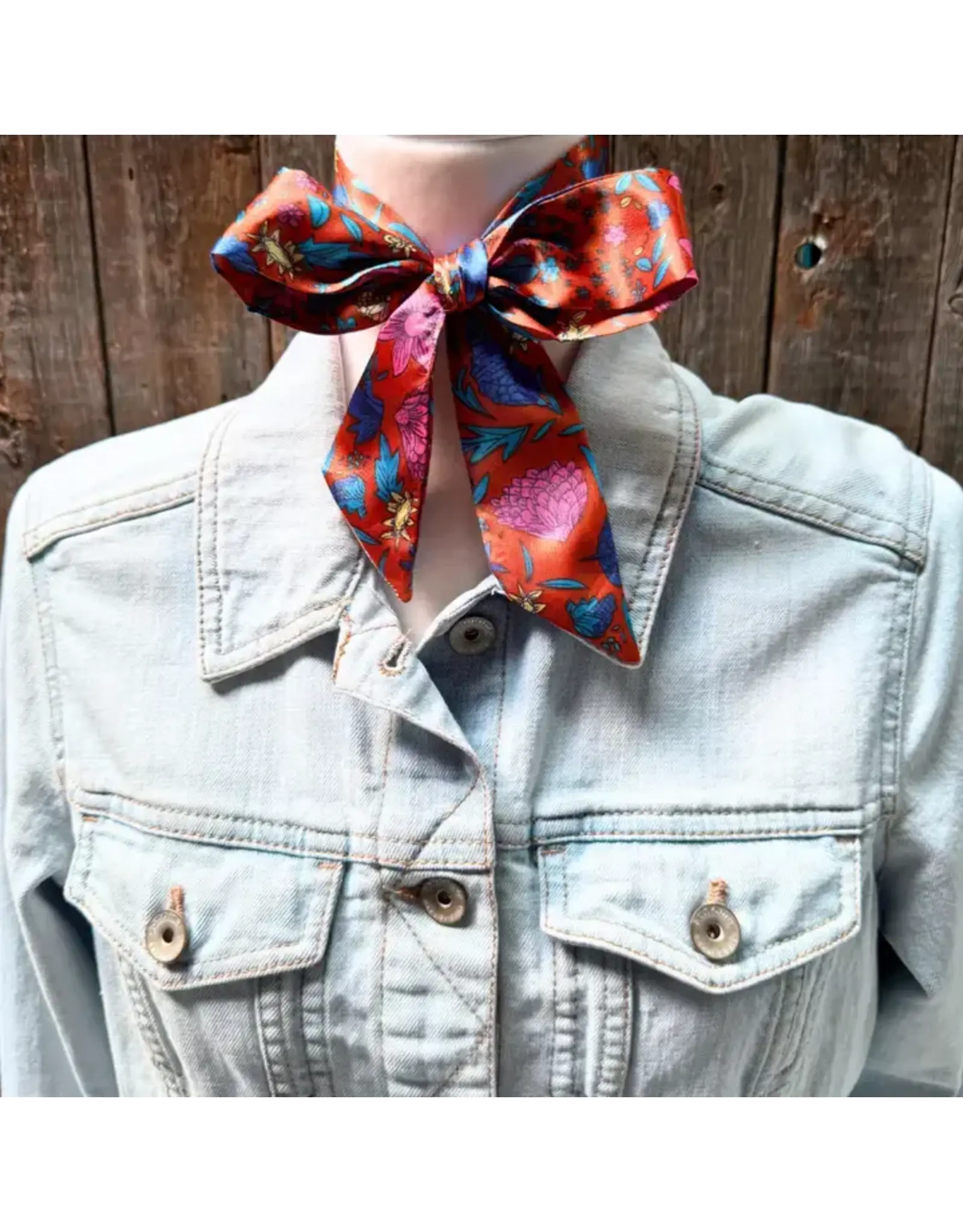 TWILLY RUST & BLUE FLORAL PATTERN SKINNY NECK TIE
