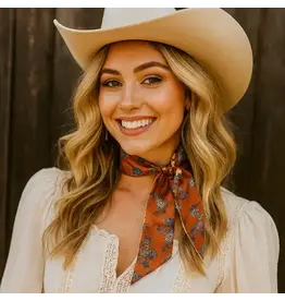 TWILLY BROWN AND TAN WITH BLUE AND WHITE FLOWERS