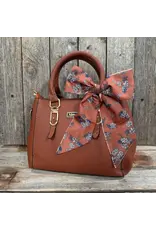 TWILLY BROWN AND TAN WITH BLUE AND WHITE FLOWERS