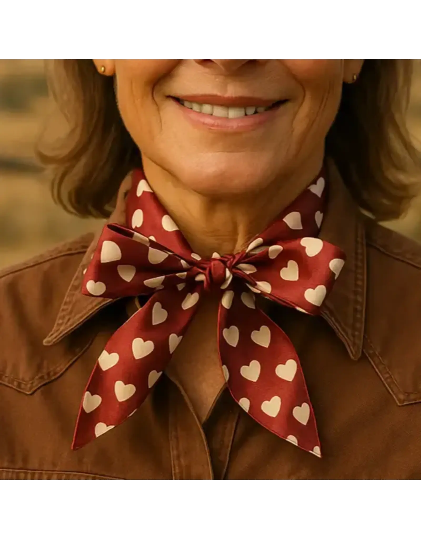 TWILLY BURGUNDY AND CREAM WITH HEARTS