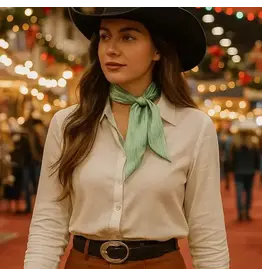 TWILLY GREEN AND WHITE STRIPE NECK SCARF