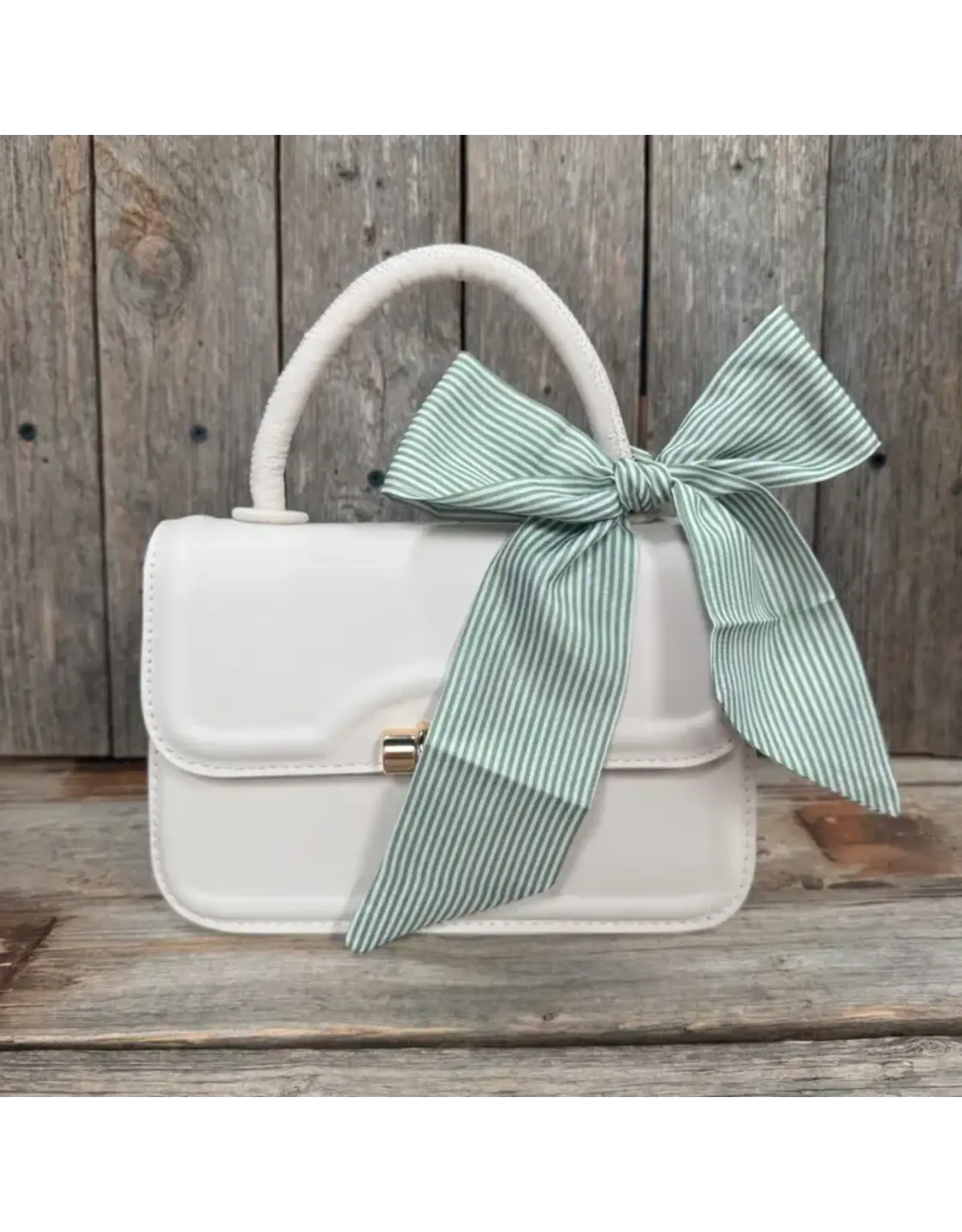 TWILLY GREEN AND WHITE STRIPE NECK SCARF