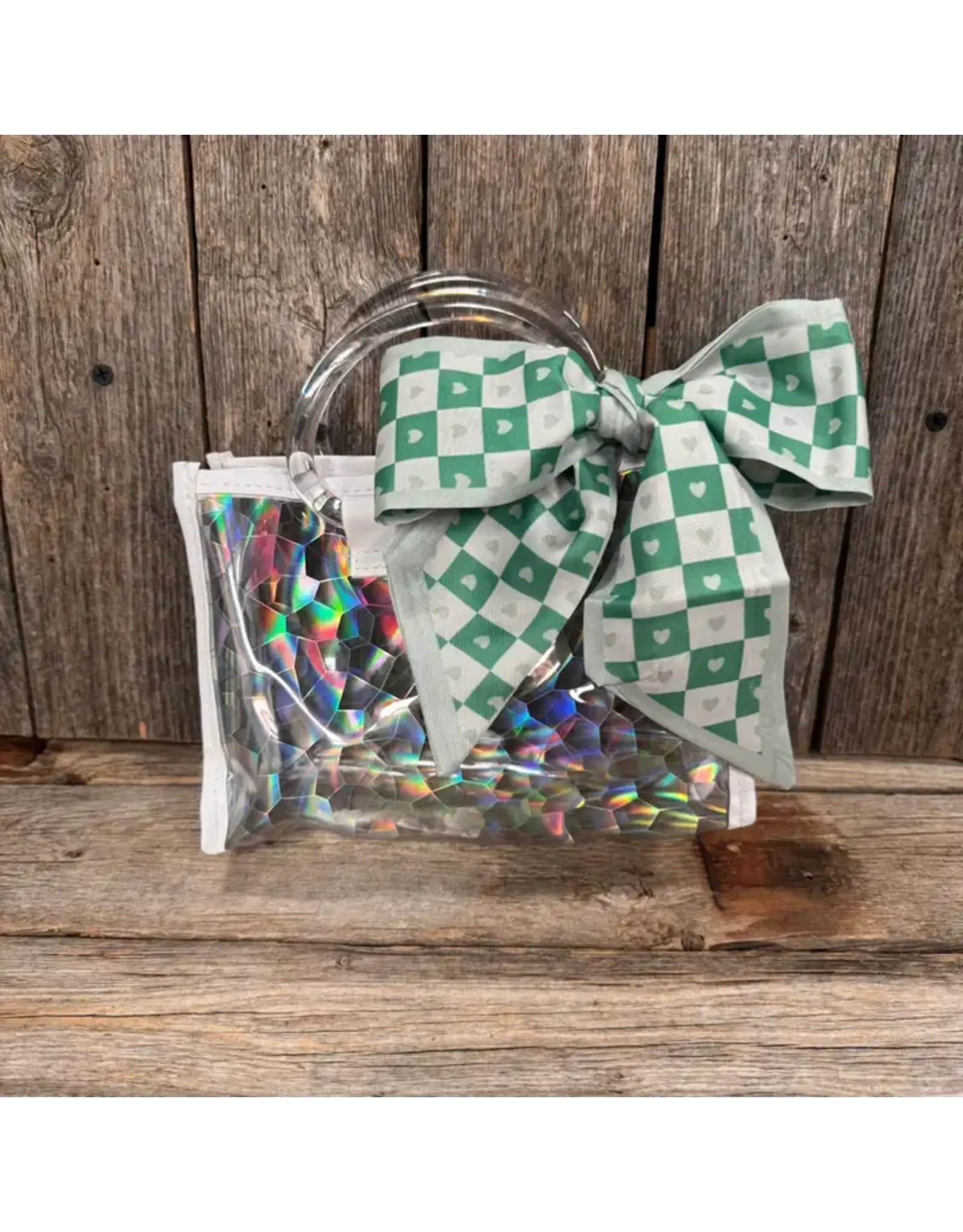 TWILLY GREEN AND WHITE CHECKERED WITH GREEN HEARTS