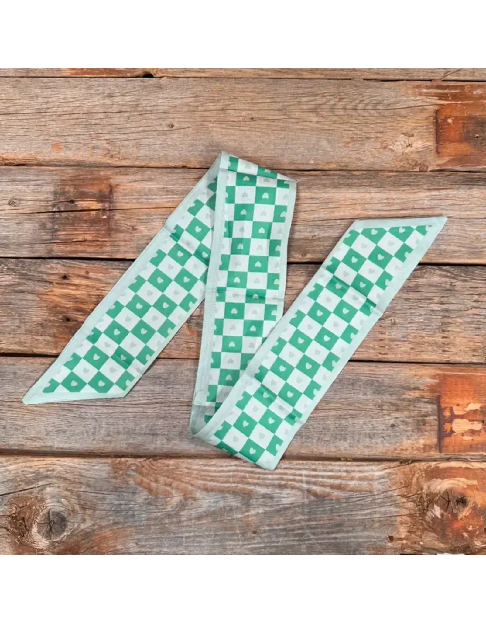 TWILLY GREEN AND WHITE CHECKERED WITH GREEN HEARTS