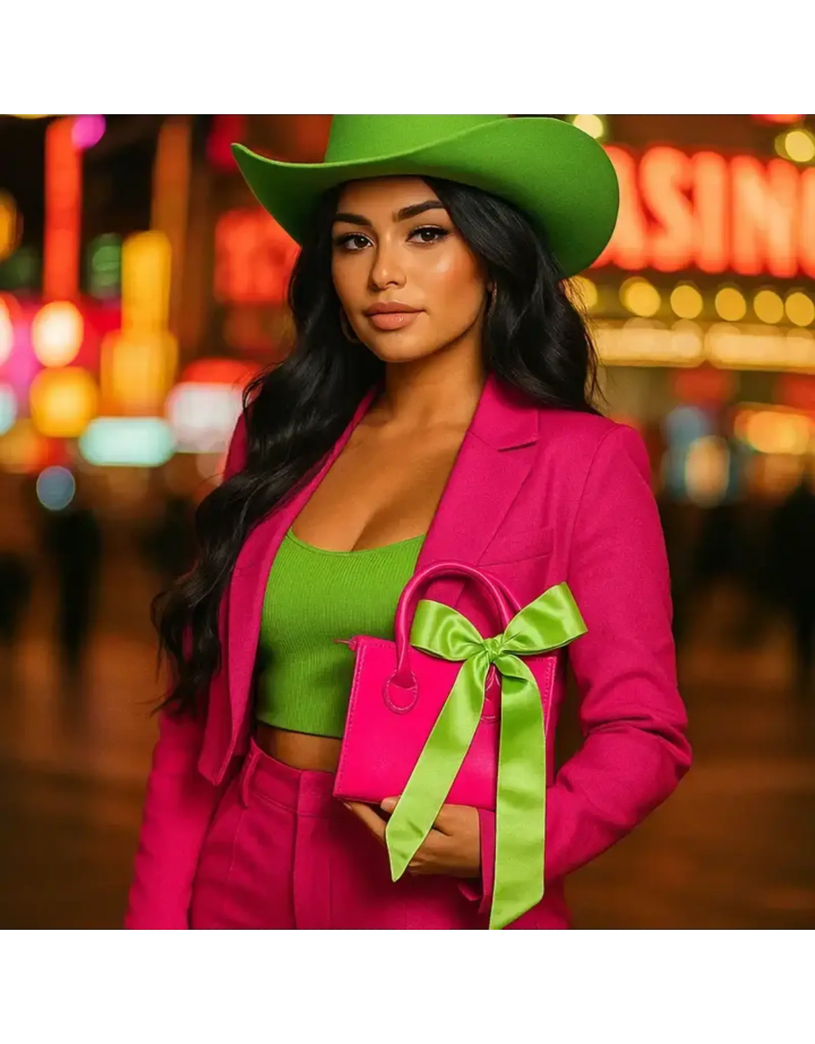 TWILLY LIME GREEN SKINNY NECK SCARF