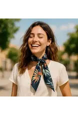 TWILLY NAVY BLUE WITH HAWAIIAN FLOWERS